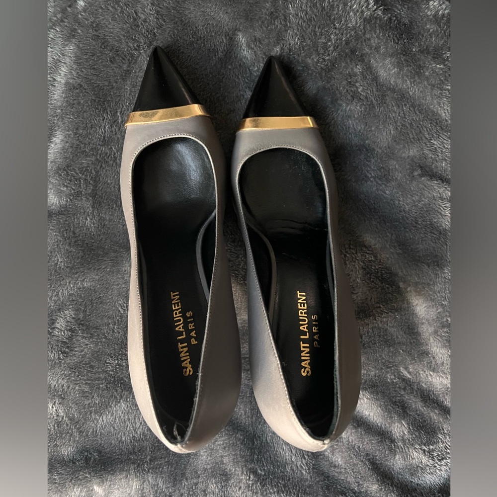 Saint Laurent Black and Gold Heels